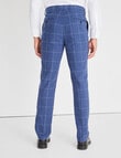 Laidlaw + Leeds Tailored Linen Blend Check Pant, Blue product photo View 02 S