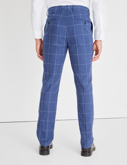Laidlaw + Leeds Tailored Linen Blend Check Pant, Blue product photo View 02 L