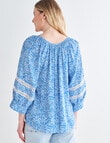 Whistle Floral Paisley 3/4 Sleeve Peasant Blouse, Azure product photo View 02 S