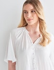 Whistle Satin Button Through V-Neck Top, Ivory product photo View 05 S
