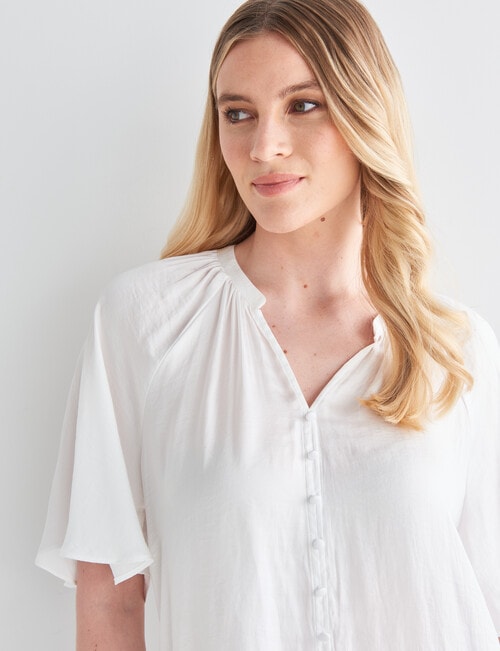 Whistle Satin Button Through V-Neck Top, Ivory product photo View 05 L