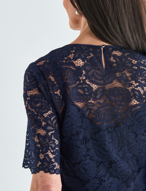 Ella J Overlay Lace Dress, Navy product photo View 06 L