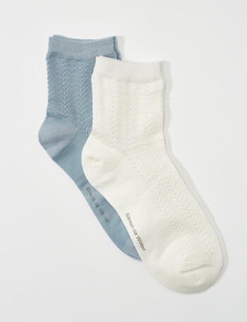 Simon De Winter Half Crew Sock, 2-Pack, Textured Ivory & Winter product photo