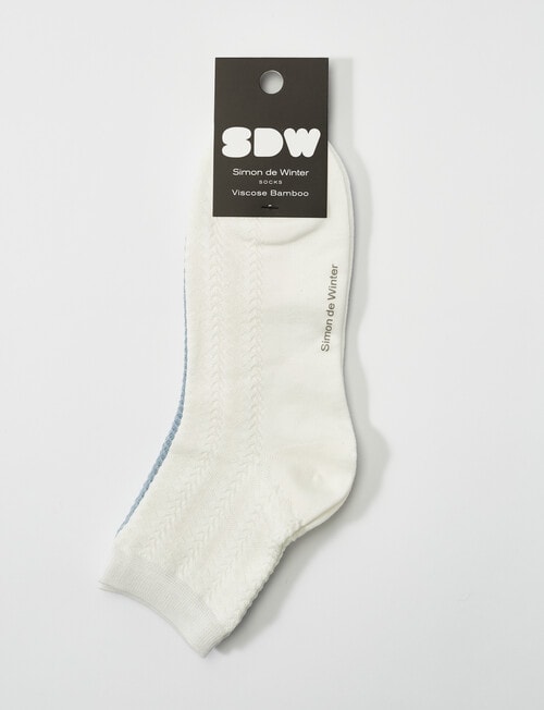 Simon De Winter Half Crew Sock, 2-Pack, Textured Ivory & Winter product photo View 02 L