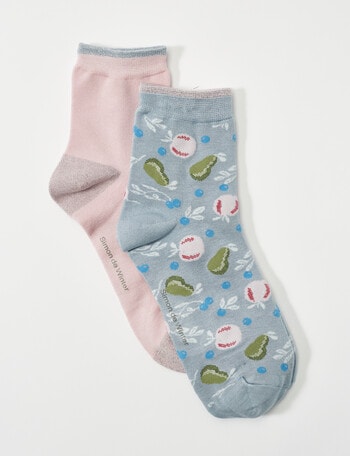 Simon De Winter Half Crew Sock, 2-Pack, Fruits Winter & Pink product photo