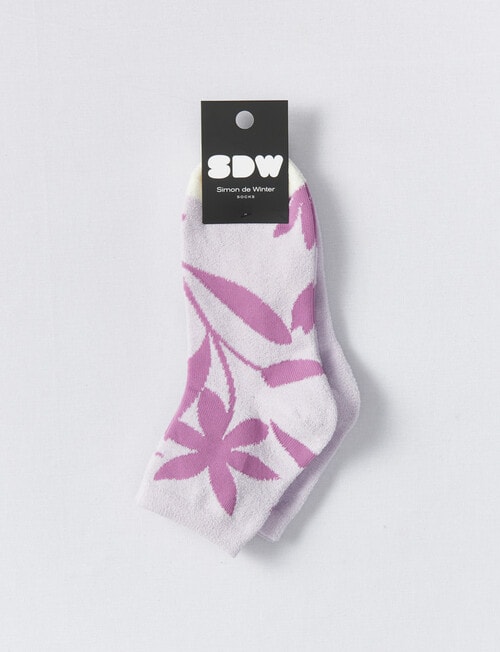 Simon De Winter Half Crew Sock, 2-Pack, Butter, Floral & Haze product photo View 02 L