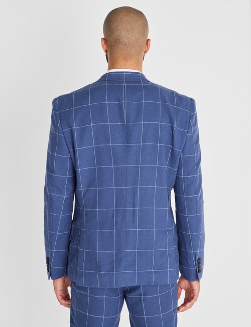 Laidlaw + Leeds Tailored Linen Blend Check Jacket, Blue product photo View 02 L