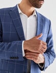 Laidlaw + Leeds Tailored Linen Blend Check Jacket, Blue product photo View 04 S