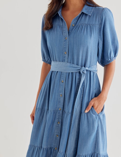 Whistle Tiered Lyocell Dress, Denim Wash product photo View 04 L