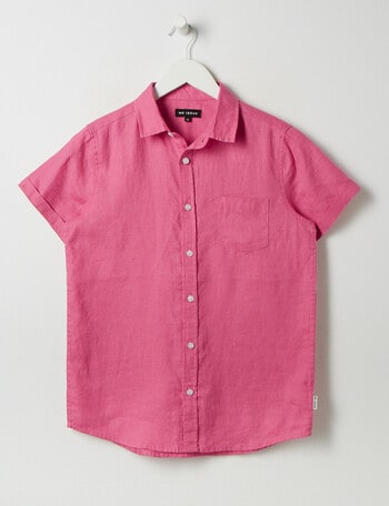 No Issue Linen Short Sleeve Shirt, Raspberry product photo