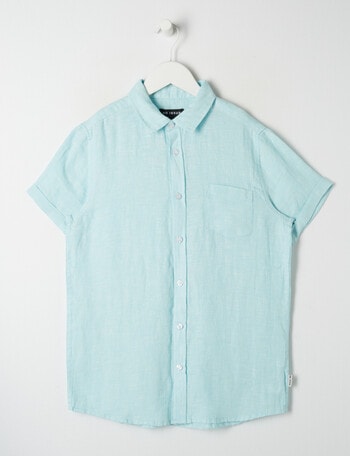 No Issue Short Sleeve Linen Shirt, Sky product photo