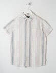 No Issue Short Sleeve Linen Shirt, White & Grey product photo