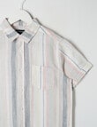 No Issue Short Sleeve Linen Shirt, White & Grey product photo View 02 S
