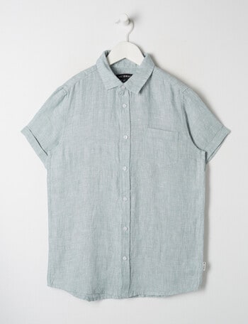 No Issue Short Sleeve Linen Shirt, Mint product photo