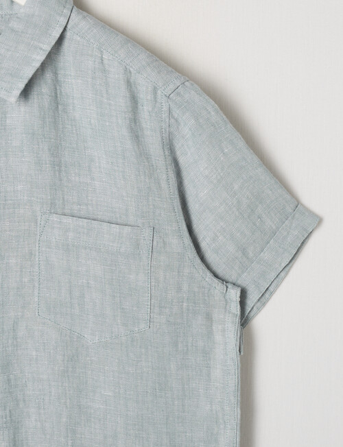 No Issue Short Sleeve Linen Shirt, Mint product photo View 02 L