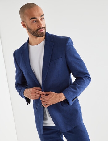 Laidlaw + Leeds Tailored Linen Blend Jacket, Navy product photo