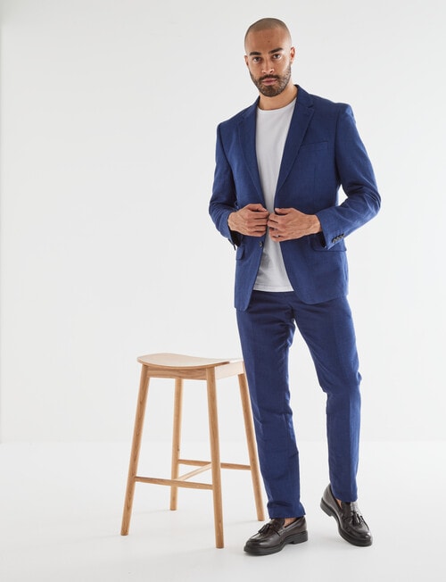 Laidlaw + Leeds Tailored Linen Blend Jacket, Navy product photo View 03 L