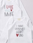 Little Bundle I love You More Long Sleeve Bodysuit, Set of 2, White product photo View 02 S