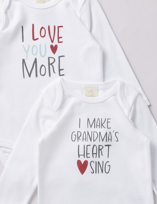 Little Bundle I love You More Long Sleeve Bodysuit, Set of 2, White product photo View 02 L