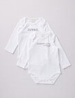 Little Bundle Loved Long Sleeve Bodysuit, Set of 2, White product photo