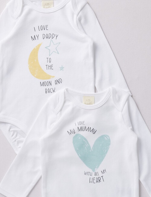 Little Bundle Moon and Back Long Sleeve Bodysuit, Set of 2, White product photo View 02 L