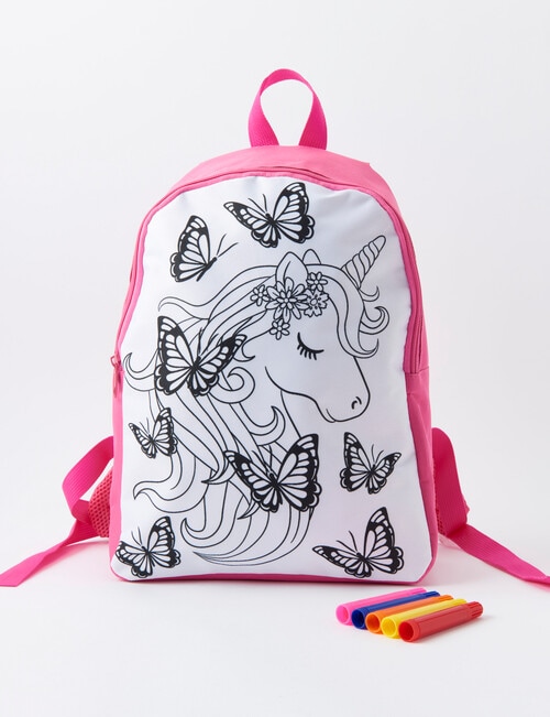 Mac & Ellie Colour Me Unicorn Backpack, Pink product photo View 03 L