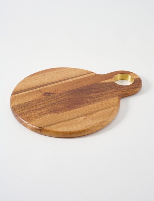 Davis & Waddell Acacia & Brass Serving Board, 32cm product photo