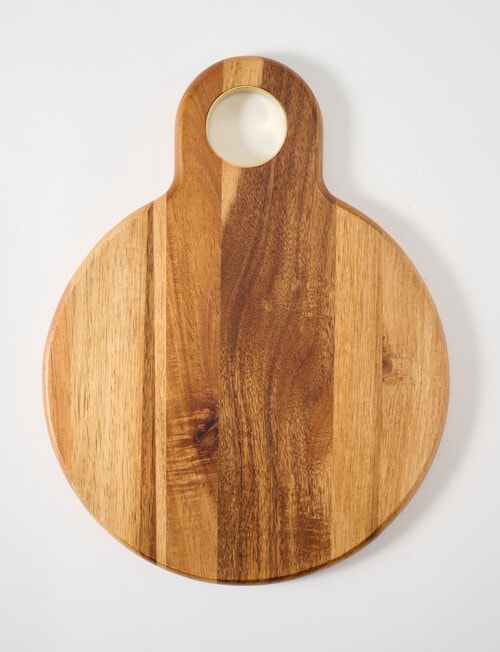 Davis & Waddell Acacia & Brass Serving Board, 32cm product photo View 02 L
