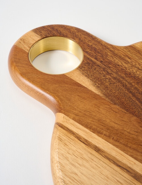 Davis & Waddell Acacia & Brass Serving Board, 32cm product photo View 03 L