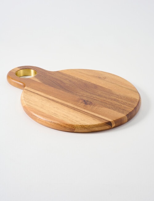 Davis & Waddell Acacia & Brass Serving Board, 32cm product photo View 05 L