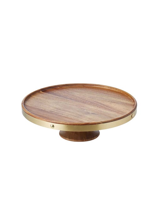 Davis & Waddell Acacia & Brass Cake Stand, 28cm product photo