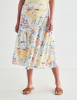 Zest Floral Linen Tiered Skirt, Sorbet product photo