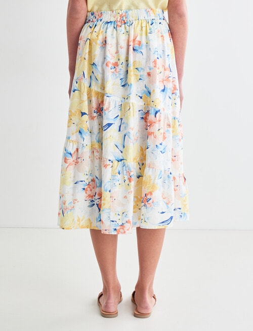 Zest Floral Linen Tiered Skirt, Sorbet product photo View 02 L
