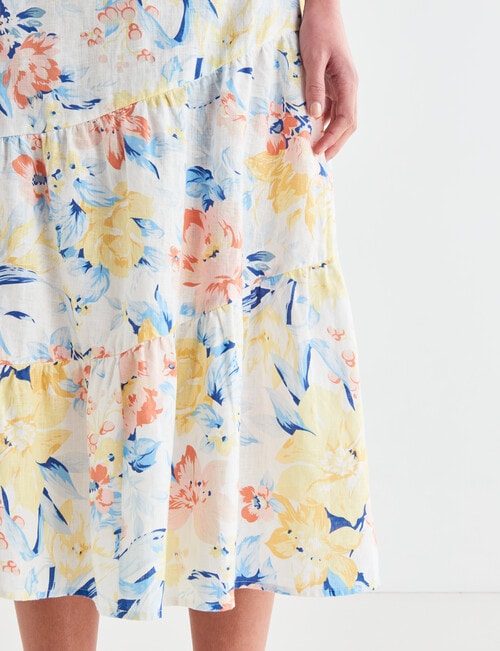 Zest Floral Linen Tiered Skirt, Sorbet product photo View 04 L