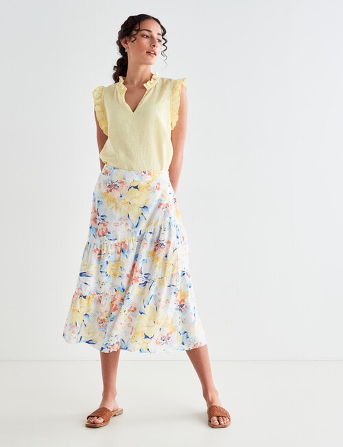 Zest Floral Linen Tiered Skirt, Sorbet product photo View 05 L