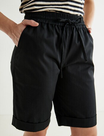 Zest Knee Length Cotton Twill Short, Black product photo