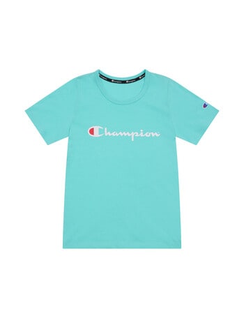 Champion Kids Script Short Sleeve Tee, Isla Blue product photo