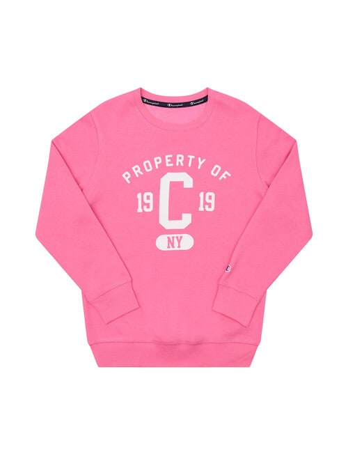 Champion Kids Graphic Crew Sweatshirt, Pink Kiss product photo