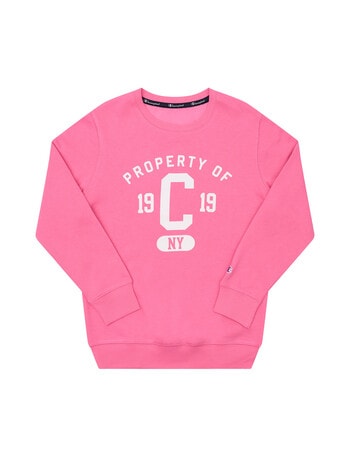 Champion Kids Graphic Crew Sweatshirt, Pink Kiss product photo
