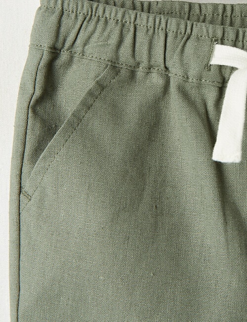 Teeny Weeny Linen Blend Pull On Pants, Olive product photo View 04 L