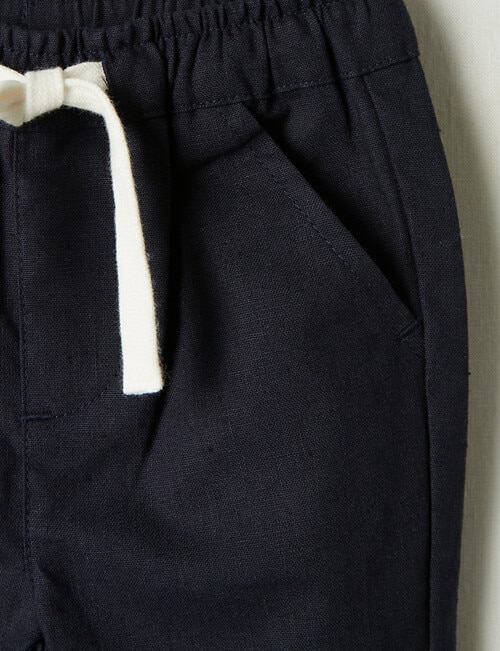 Teeny Weeny Linen Blend Pull On Pants, Navy product photo View 04 L