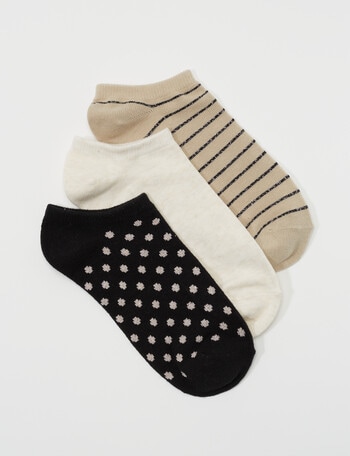 Lyric Anklet Sock, 3-Pack, Spot & Stripe product photo