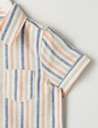 Teeny Weeny Stripe Linen Blend Short-Sleeve Shirt, Blue product photo View 04 S