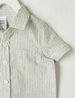 Teeny Weeny Stripe Linen Blend Short-Sleeve Shirt, Olive product photo View 04 S