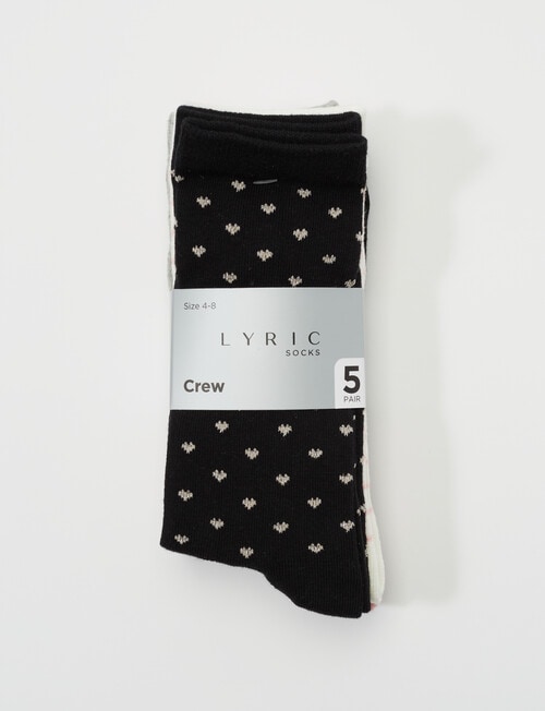 Lyric Crew Sock, 5-Pack, Heart product photo View 02 L