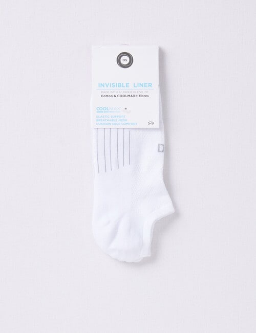 DS Socks Coolmax Cotton Cushion Sole Sport Liner, White product photo View 02 L