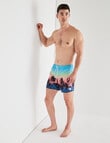 Gasoline Sunset Palms Swimshort, Blue product photo View 03 S