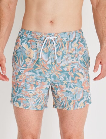 Gasoline Abstract Floral Swimshort, Sage product photo