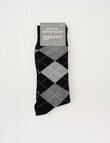 Mazzoni Argyle Acrylic & Merino-Blend Dress Sock, Black & Grey product photo View 02 S