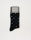 Mazzoni Spot Acrylic & Merino-Blend Dress Sock, Black, Blue & Grey product photo View 02 S